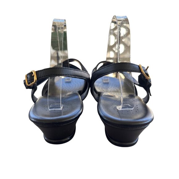 SAS Tri-Pad Caress Black Leather Comfort Shoe Wedge Heel Size 10WW Wide Sandals - Picture 4 of 9